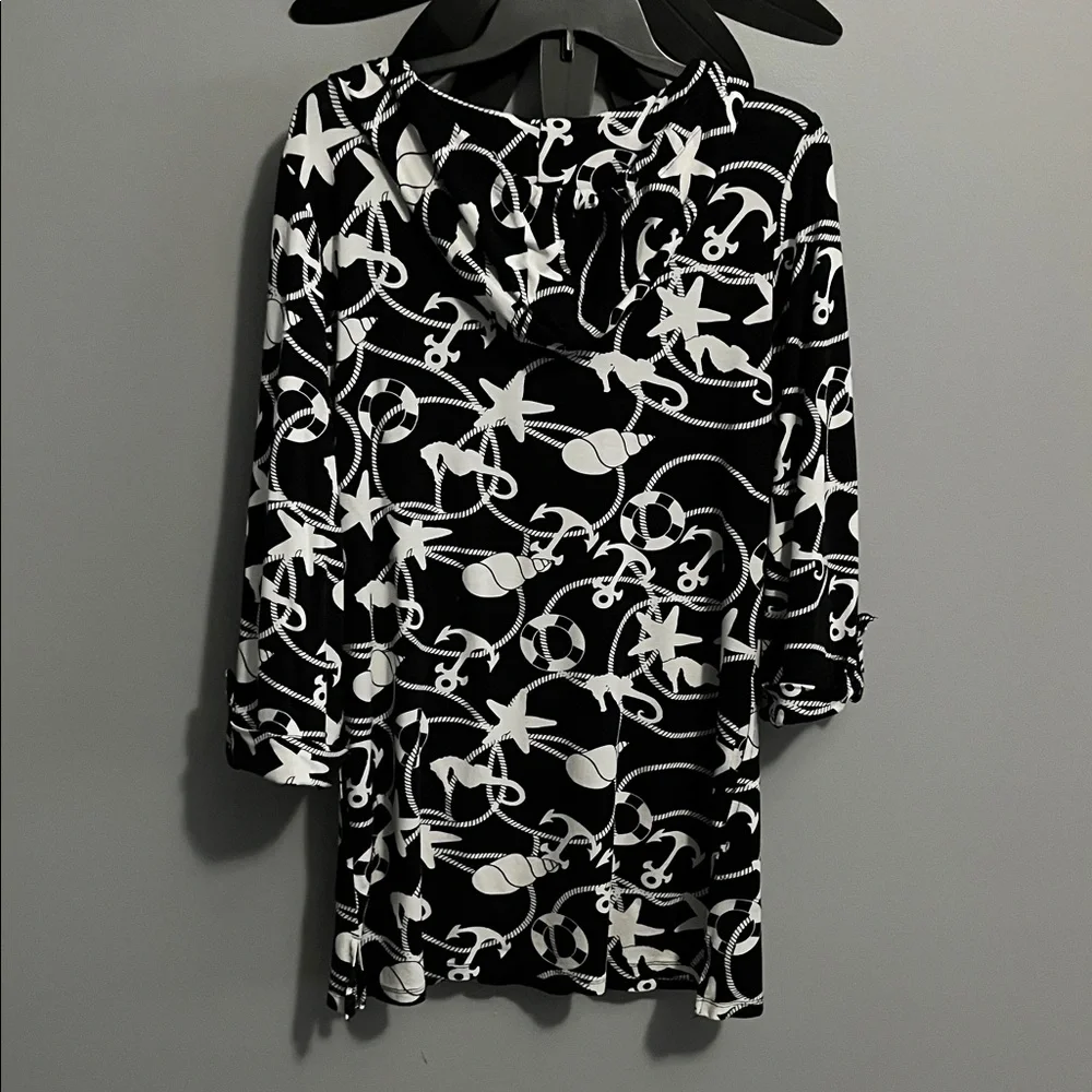 Macbeth Collection by Margaret Josephs Black And White Beach Cover Up Size Large - Picture 2 of 8